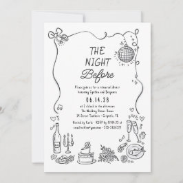 Handgezeichnete Funky Retro Whimsical Probe Dinner Einladung