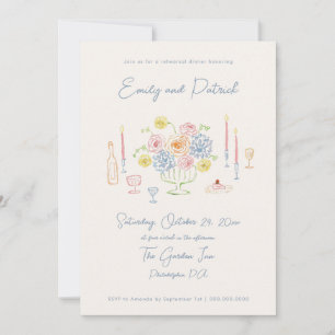 Handgezeichnete Funky Whimsical Pastel Probe Dinne Einladung