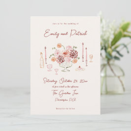 Handgezeichnete Funky Whimsical Wedding Einladung