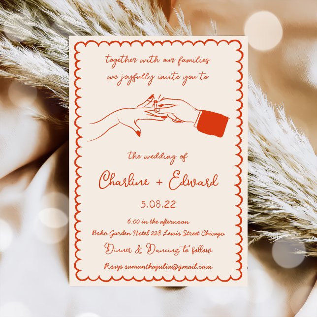 Handgezeichnete Funky Zeichnend Handschrift Hochze Einladung (Von Creator hochgeladen)