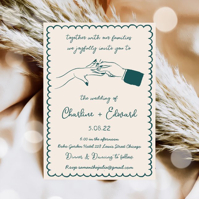 Handgezeichnete Funky Zeichnend Handschrift Hochze Einladung (Von Creator hochgeladen)