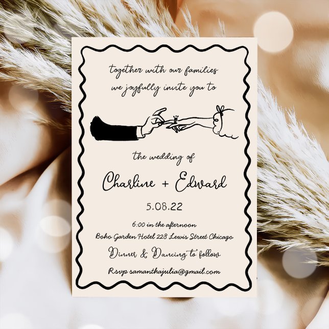 Handgezeichnete Funky Zeichnend Handschrift Hochze Einladung (Von Creator hochgeladen)