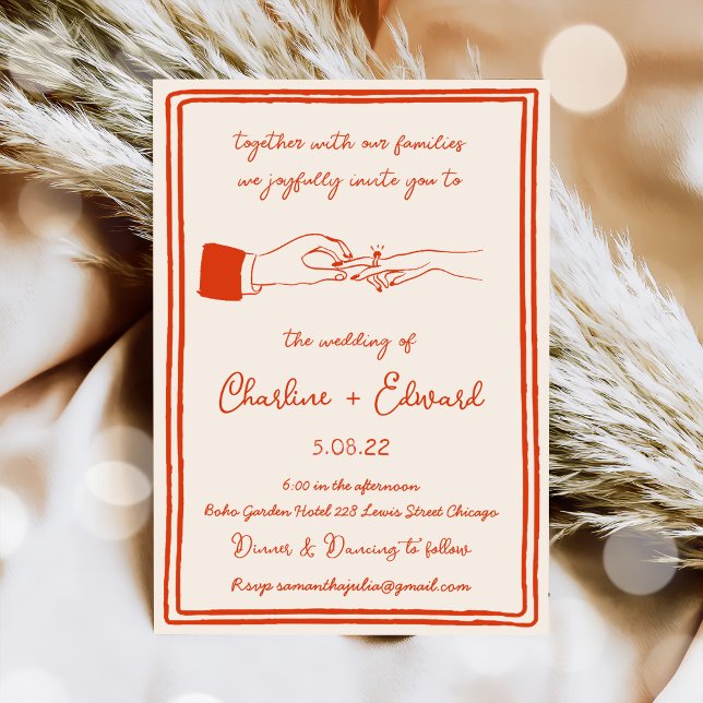 Handgezeichnete Funky Zeichnend Handschrift Hochze Einladung (Von Creator hochgeladen)