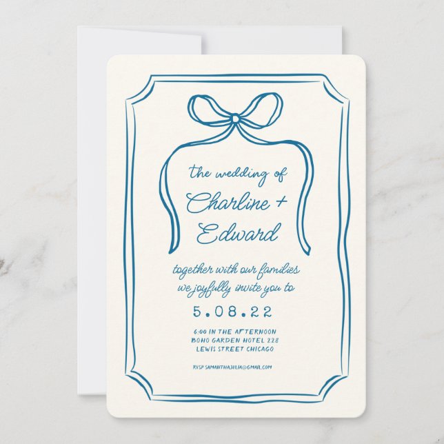 Handgezeichnete Funky Zeichnend Handschriftenhochz Einladung (Vorderseite)