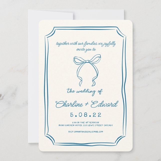 Handgezeichnete Funky Zeichnend Handschriftenhochz Einladung (Vorderseite)