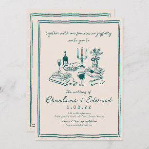 Handgezeichnete Funky Zeichnend Handschriftenhochz Einladung