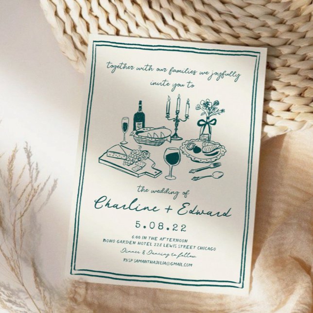 Handgezeichnete Funky Zeichnend Handschriftenhochz Einladung (Von Creator hochgeladen)