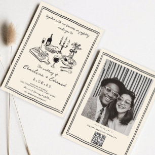 Handgezeichnete Funky Zeichnend Handschriftenhochz Einladung