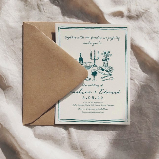 Handgezeichnete Funky Zeichnend Handschriftenhochz Einladung (Von Creator hochgeladen)