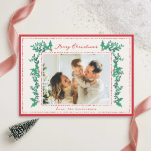 Handgezeichnete Garland Foliage Holiday Foto Card Feiertagskarte