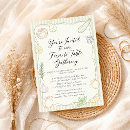 Handgezeichnete Gemüse Früchte Doodle Baby Shower Einladung