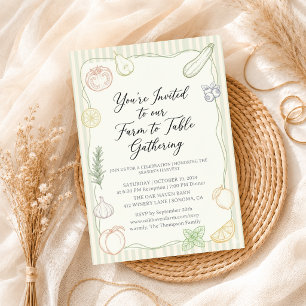 Handgezeichnete Gemüse Früchte Doodle Baby Shower Einladung