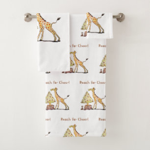 Handgezeichnete Giraffen-Weihnachtsbaum-Kunst Badhandtuch Set