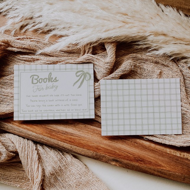 Handgezeichnete Green Ribbon Gingham Buchanfrage Begleitkarte (Von Creator hochgeladen)