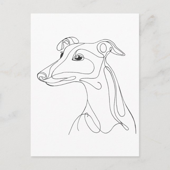 Handgezeichnete Greyhound Line Art - Minimalistisc Postkarte (Vorderseite)