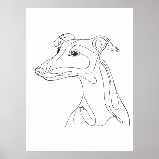 Handgezeichnete Greyhound-Linienkunst - minimalist Poster (Vorne)