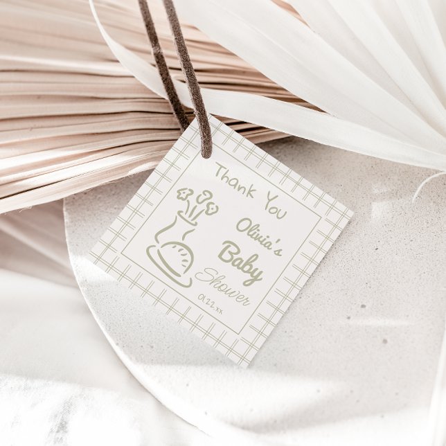 Handgezeichnete grüne Bun in der Oven-Baby-Dusche Geschenkanhänger (Von Creator hochgeladen)