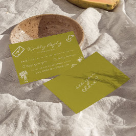 Handgezeichnete grüne romantische Launen Hochzeit RSVP Karte