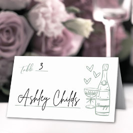 Handgezeichnete grüne Whimsikensehen Platzkarte