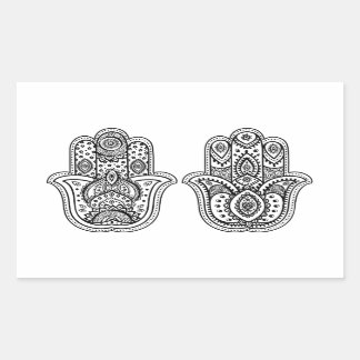 Handgezeichnete Hamsa mit Ornamenten Rechteckiger Aufkleber