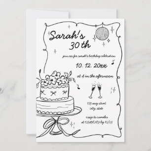 Handgezeichnete handgeschriebene Schrift Geburtsta Einladung