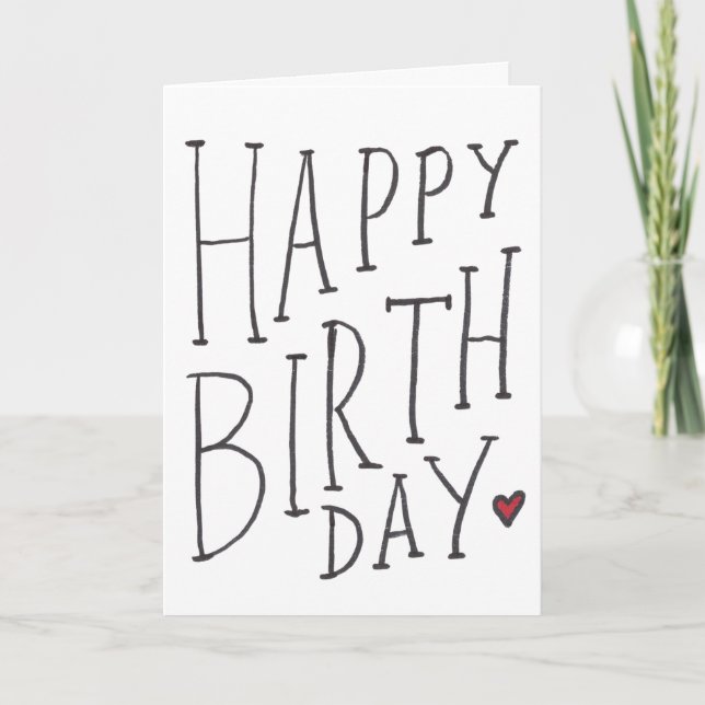 Handgezeichnete Happy Birthday-Karte gefaltet Karte (Vorderseite)