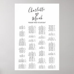 Handgezeichnete Heart Alphabetic Seekarte Poster
