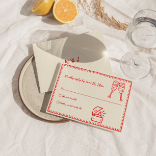 Handgezeichnete, helle, vintage, einzigartige, sch RSVP karte