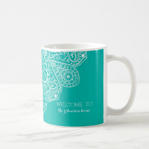 Handgezeichnete Henna Circle Design Helle Pool Bla Tasse