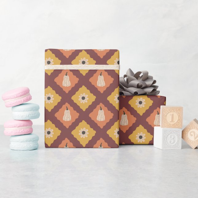 Handgezeichnete Herbst-Diamant-Wrap-Rolle Geschenkpapier (Babyparty)