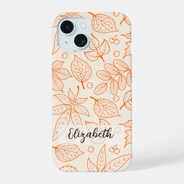 Handgezeichnete Herbst-Herbstlaube Kunst iPhone 15 Hülle (Rückseite)