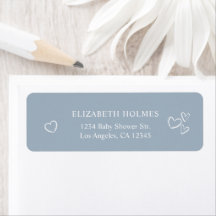 Handgezeichnete Herz Dusty Blue Baby Duschadresse