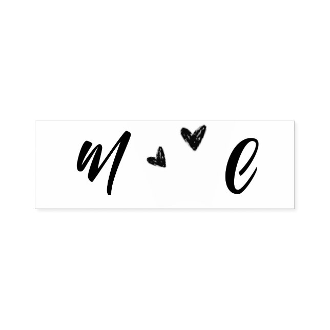 Handgezeichnete Herz-Namensinitialen  Permastempel (Design)
