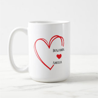 handgezeichnete Herz-Paar-Valentinstag-Tassen Kaffeetasse