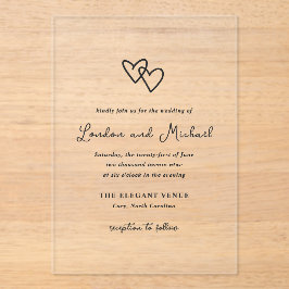 Handgezeichnete Herzen Doodle Moderne Hochzeit Acryleinladungen