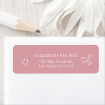 Handgezeichnete Herzen Dusty Pink Babydusche Adres