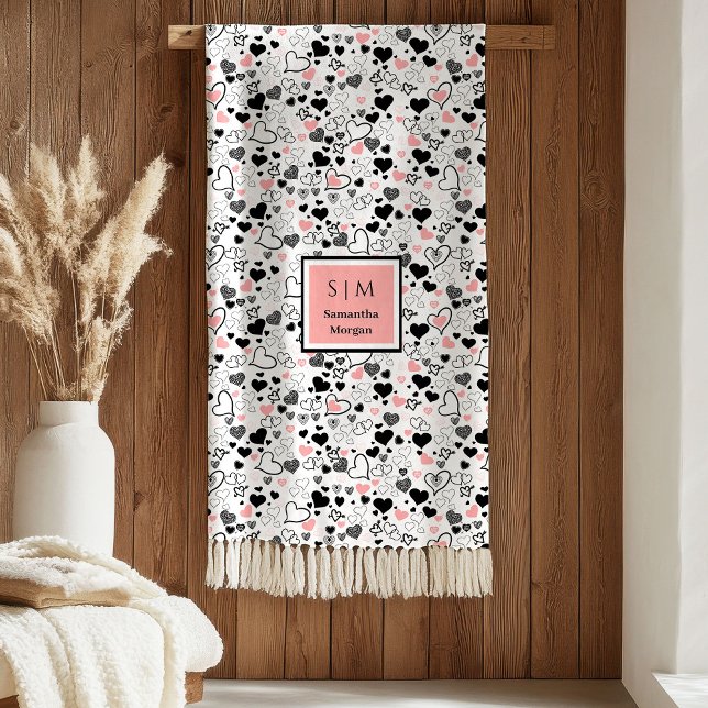 Handgezeichnete Herzen Romantisches Hochzeitsliebe Fleecedecke (Hand Drawn Hearts Romantic Wedding Love Gift Art blanket

)