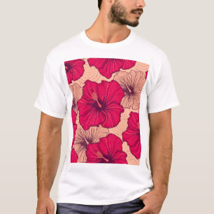 Handgezeichnete Hibiskusblüten Vintage T-Shirt
