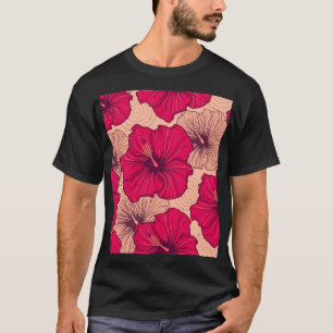 Handgezeichnete Hibiskusblüten Vintage T-Shirt