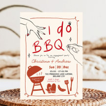 Handgezeichnete Hinterhof-I-do-BBQ-Hochzeitseinlad