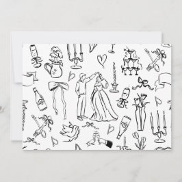handgezeichnete Hochzeit Ehe Braut Toile Dankeskarte