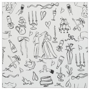 handgezeichnete Hochzeit Ehe Braut-Toile Stoff