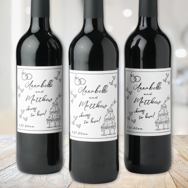 Handgezeichnete Hochzeit Weinetikett (Hand Drawn Wedding Wine Label )