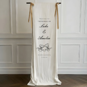 Handgezeichnete Hochzeits-Champagner-Paar-Gläser  Banner