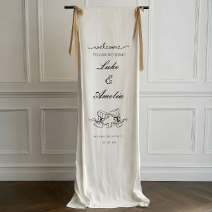Handgezeichnete Hochzeits-Champagner-Paar-Gläser Banner