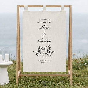 Handgezeichnete Hochzeits-Champagner-Paar-Gläser  Banner
