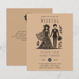 Handgezeichnete Hochzeitsbrücke Cartoon Groom Tera