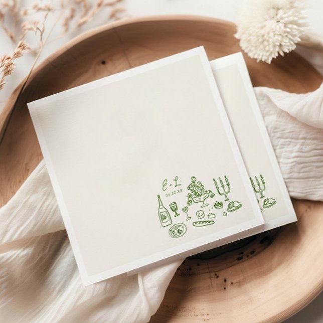 Handgezeichnete Hochzeitsessen-Initialen Serviette (Von Creator hochgeladen)