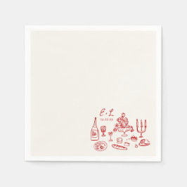 Handgezeichnete Hochzeitsessen-Initialen Serviette