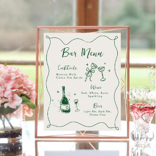Handgezeichnete Hochzeitssignatur Drink Bar Menu Poster